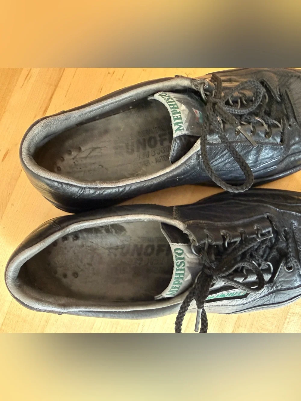 Mephisto Men's Match Black Mamouth 714 Flat Heel Lace-Up Leather Sneakers 10
